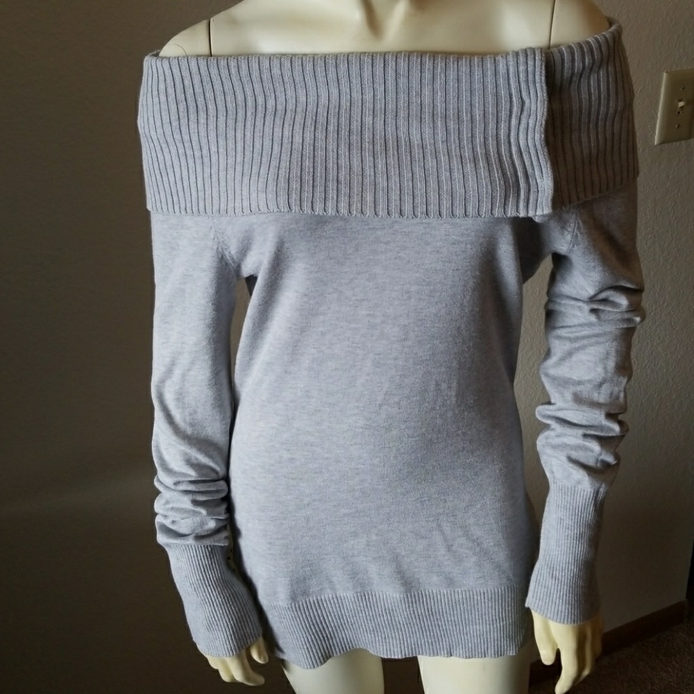 White House/Black Market Off Shoulder Cheek Sweate